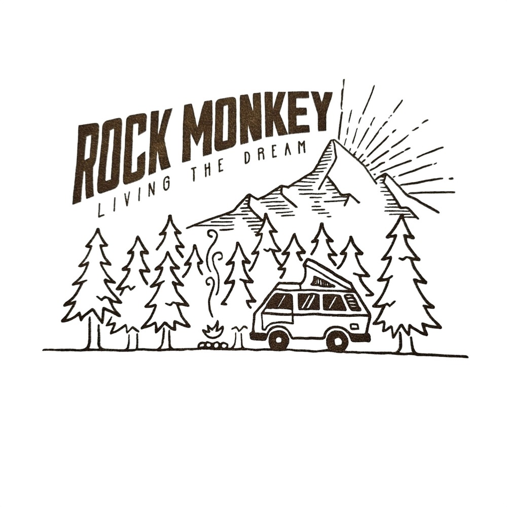 Rock Monkey Outfitter Blue Graphic T-Shirt Small Living the Dream Camper Vanlife - Picture 3 of 6